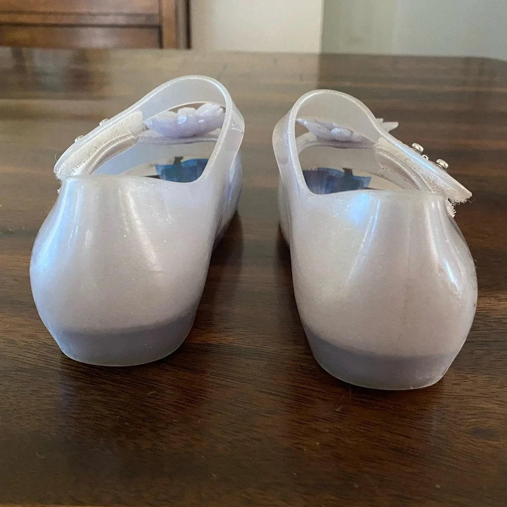 Mini Melissa Kids Frozen Elsa & Anna Shimmery White Mary Jane Shoes
